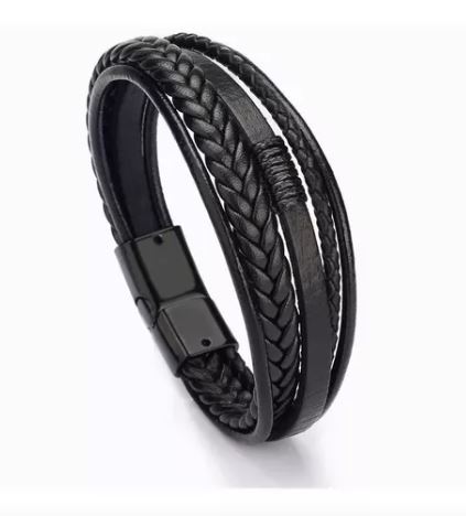 Pulsera de Piel Wünd color Negro para Hombre