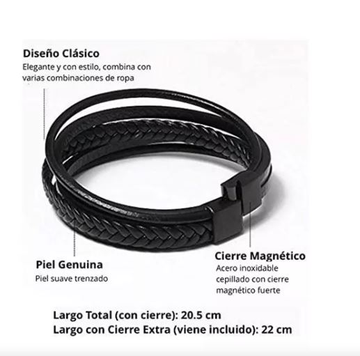 Foto 4 pulgar | Pulsera de Piel Wünd color Negro para Hombre