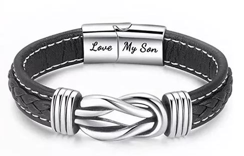 Pulsera De Piel/plata Para Hombre