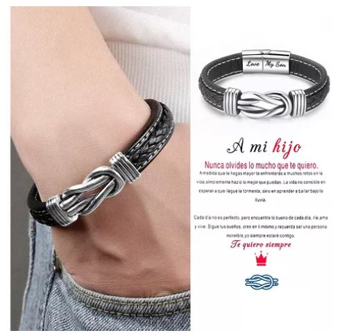 Foto 2 | Pulsera De Piel/plata Para Hombre