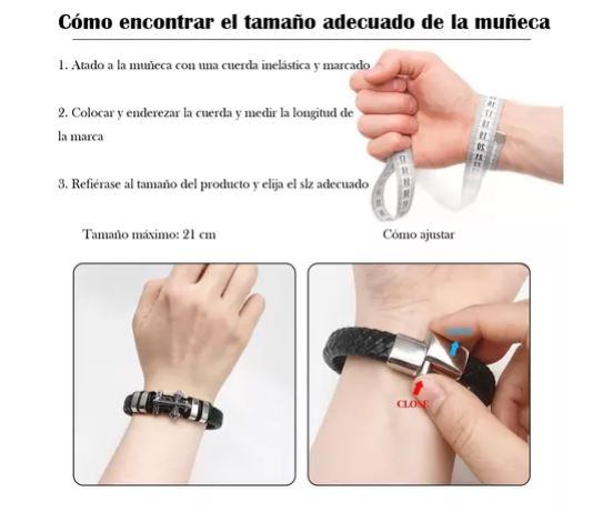 Foto 3 pulgar | Pulsera Para Hombre De Cuero Con Hebilla Magnética 5 Piezas