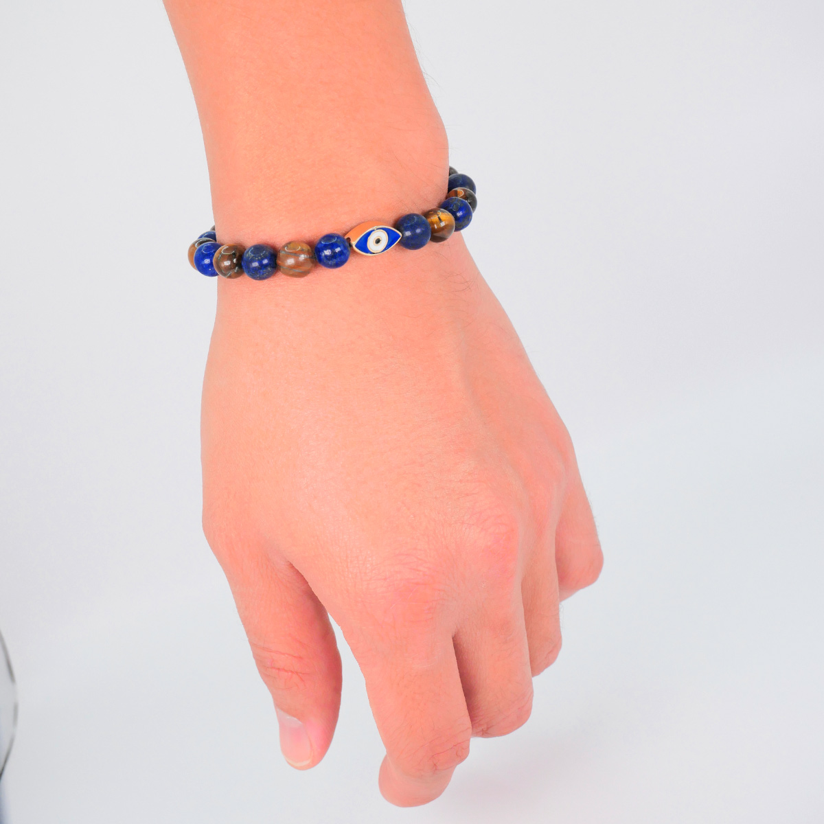 Foto 5 pulgar | Pulsera Ojo Turco Plata .925 Lapislázuli Y Ojo De Tigre