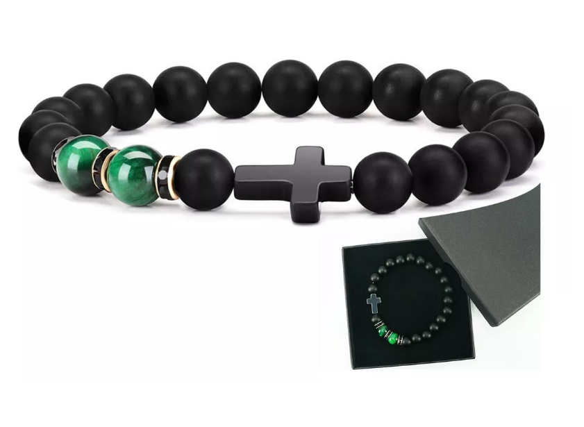 Pulsera Hombre Joyeria Cruz Acero Inoxidable Brazalete Beads Wünd