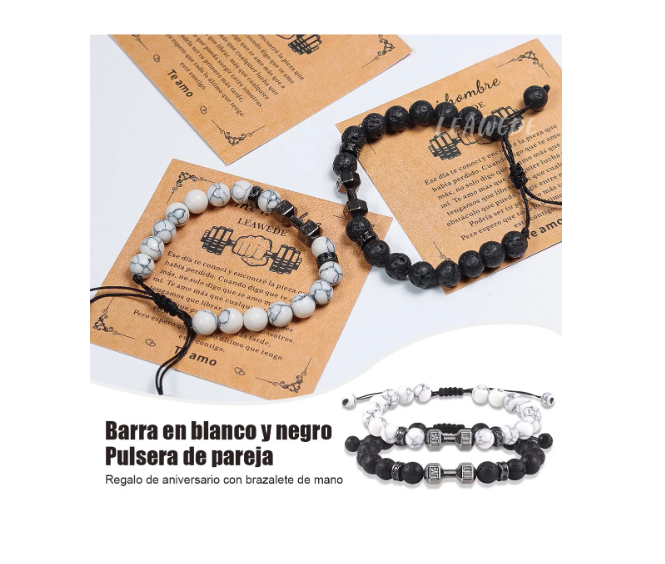 Foto 4 pulgar | 2 Pulseras  Wünd Pareja Mancuernas,regalo Para Novia Mujer Hombres