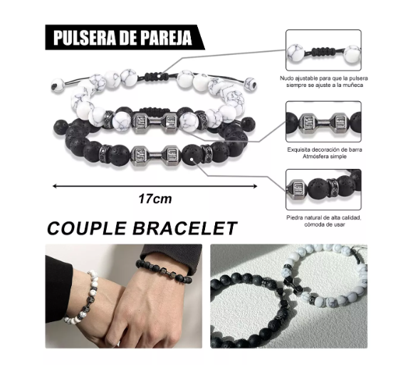 Foto 5 pulgar | 2 Pulseras  Wünd Pareja Mancuernas,regalo Para Novia Mujer Hombres