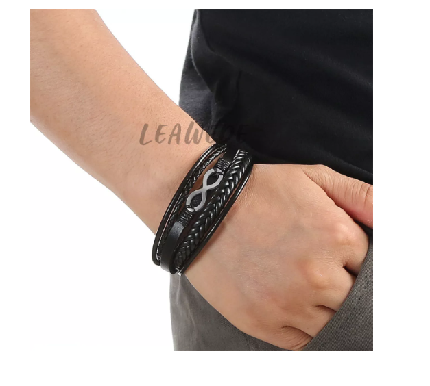 Foto 4 pulgar | Pulsera Piel Hombre Wünd de Plata Acero Inoxidable para Hombre