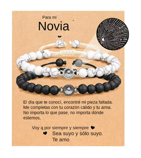 Foto 3 pulgar | Pulseras Para Parejas Joyeria Mujer Hombres Novios Color Negro/blanco Wünd