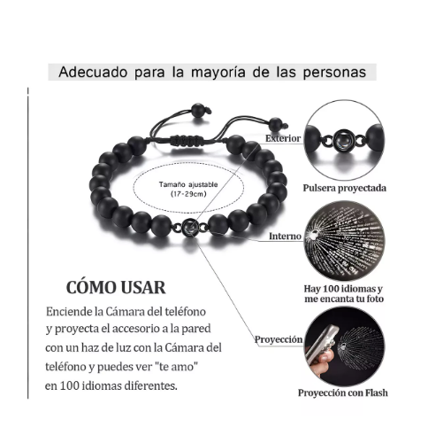 Foto 4 pulgar | Pulseras Para Parejas Joyeria Mujer Hombres Novios Color Negro/blanco Wünd