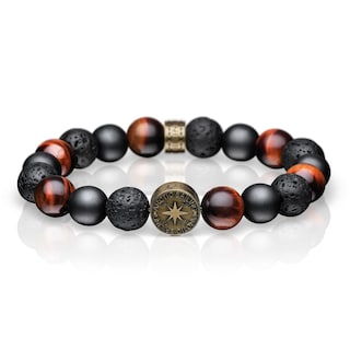 Foto 1 | Pulsera Bering Arctic Symphony Con Forma De Ojo De Tigre Rojo Y Perlas De Lava - Venta Internacional.