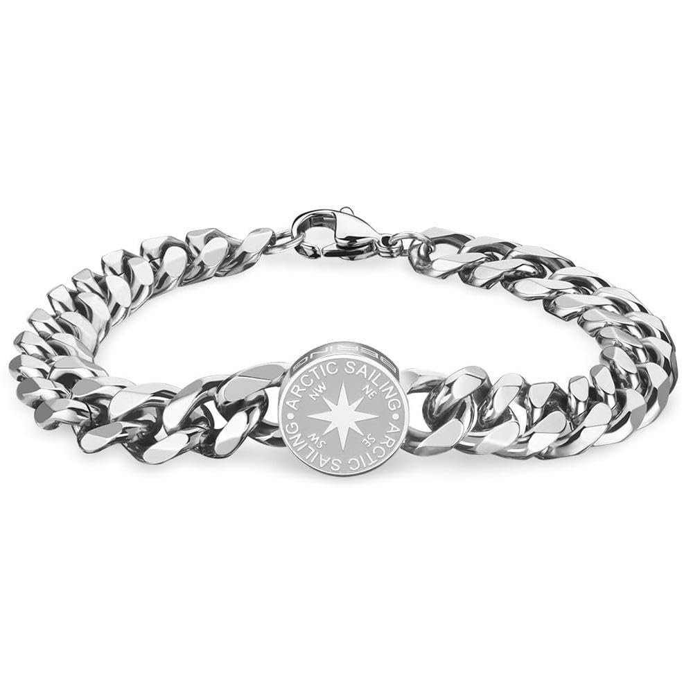 Pulsera Bering Arctic Symphony Plateada De Acero Inoxidable Para Hombre - Venta Internacional.