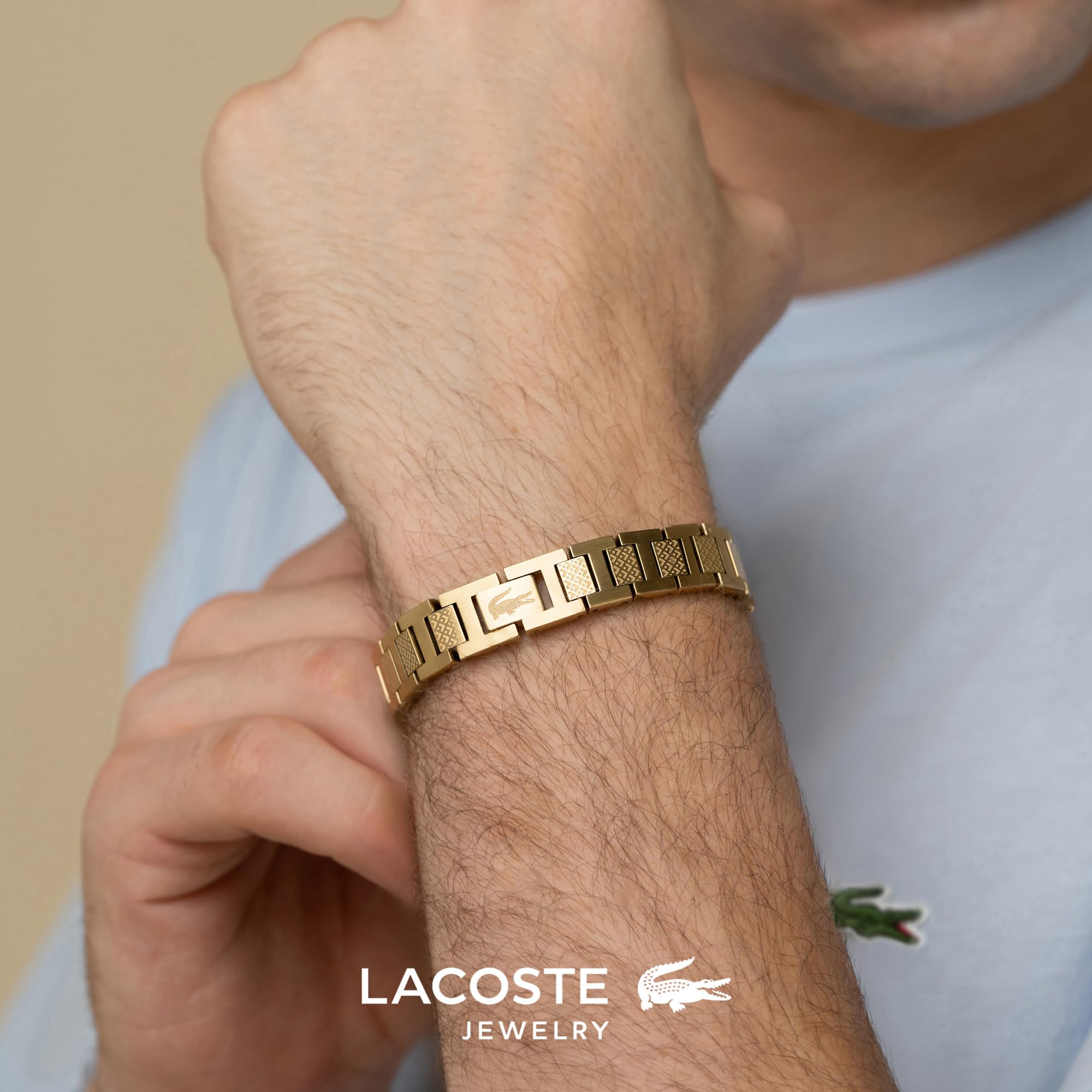 Foto 4 pulgar | Pulsera Lacoste Metropole De Acero Dorado Bañado En Iones Para Hombre - Venta Internacional.