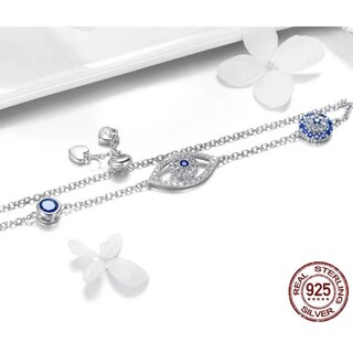 Foto 2 | Pulsera De Plata 925 Con Ojo Turco Y Plata De Mano 925 - Venta Internacional.
