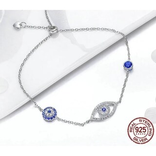 Foto 3 | Pulsera De Plata 925 Con Ojo Turco Y Plata De Mano 925 - Venta Internacional.