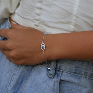 Foto 4 | Pulsera De Plata 925 Con Ojo Turco Y Plata De Mano 925 - Venta Internacional.