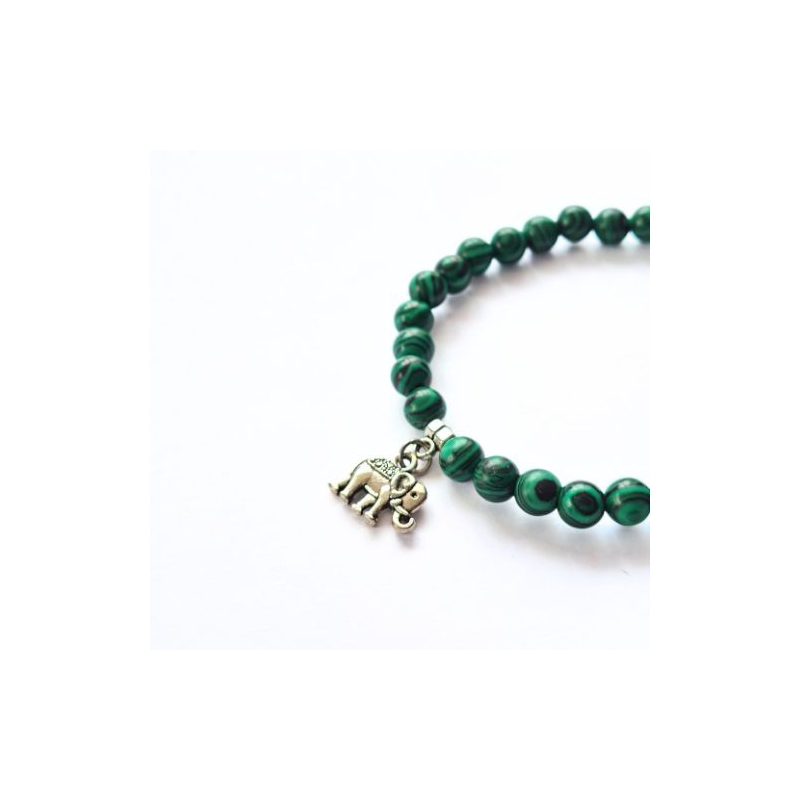 Foto 2 pulgar | Pulsera De Perlas De Malaquita De 6 Mm, Contorno De Muñeca De 18 Cm, Hecha A Mano - Venta Internacional.