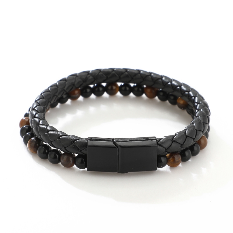 Foto 4 pulgar | Pulsera Juvenil Con Cierre Elegante De Cuero Con Piedra Para Hombre - Venta Internacional.