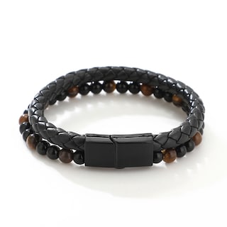 Foto 3 | Pulsera Juvenil Con Cierre Elegante De Cuero Con Piedra Para Hombre - Venta Internacional.