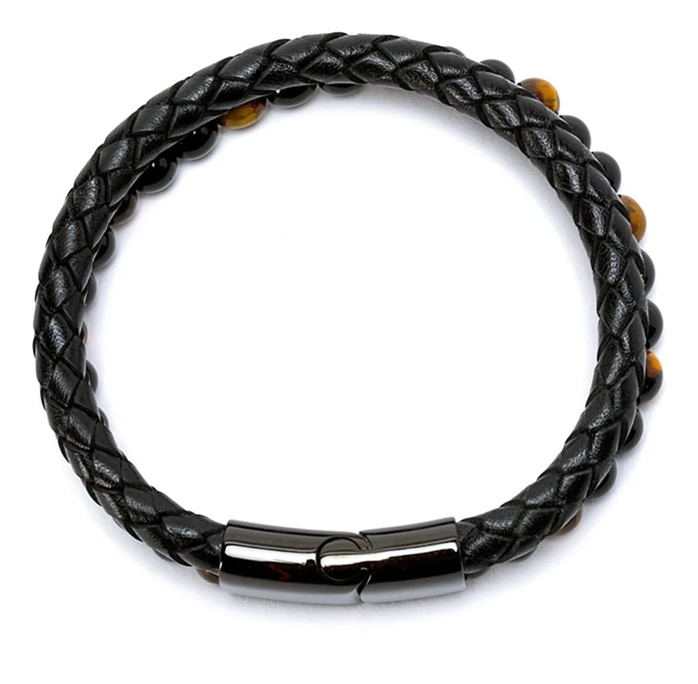 Foto 5 pulgar | Pulsera Juvenil Con Cierre Elegante De Cuero Con Piedra Para Hombre - Venta Internacional.