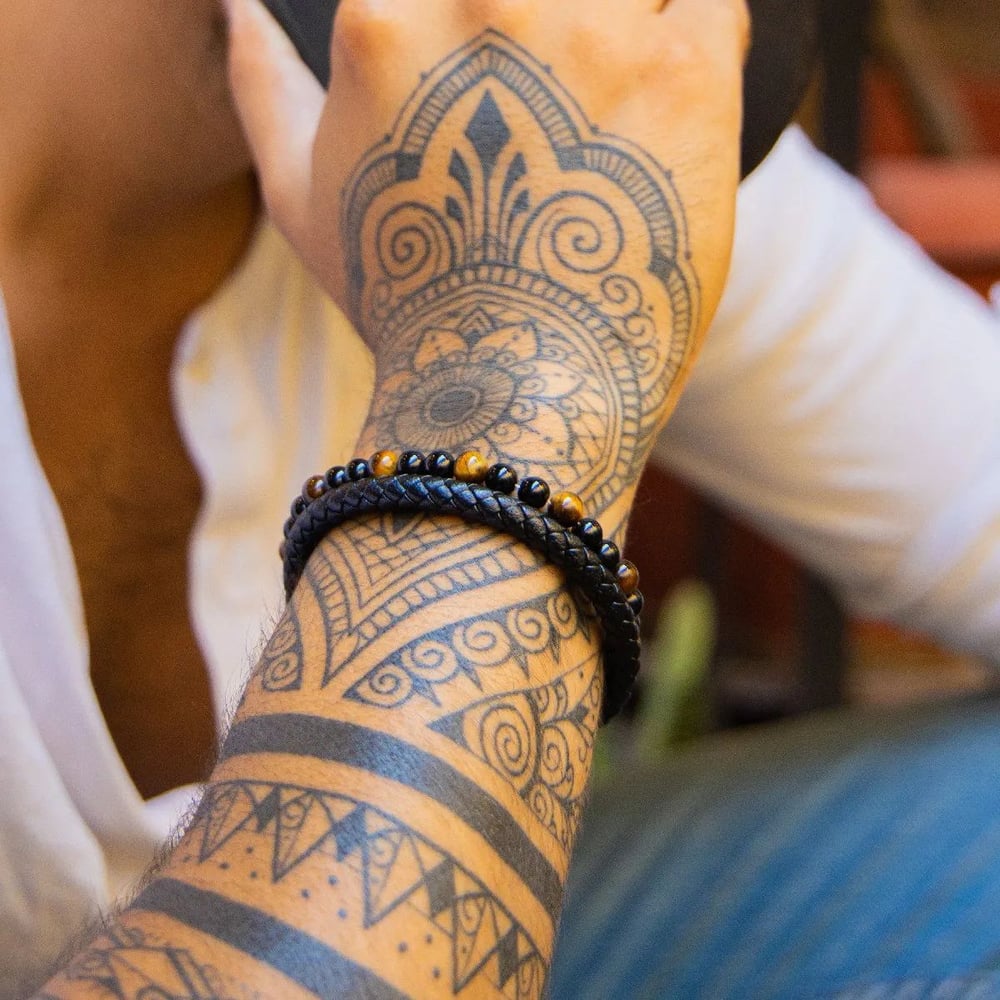 Foto 6 pulgar | Pulsera Juvenil Con Cierre Elegante De Cuero Con Piedra Para Hombre - Venta Internacional.