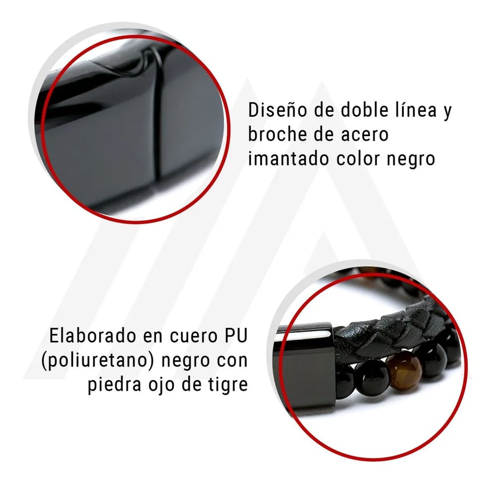 Foto 8 pulgar | Pulsera Juvenil Con Cierre Elegante De Cuero Con Piedra Para Hombre - Venta Internacional.