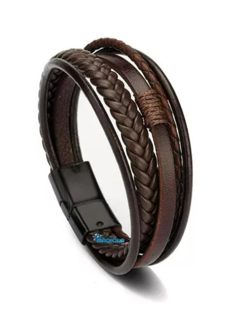Pulsera Trenzada Broche Magnético Color Café Xtellar