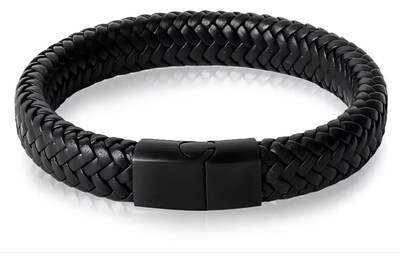 Foto 1 | Pulsera Cuero Trenzado Cierre Magnetico Iman Negra Xtellar