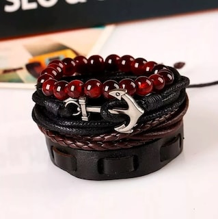 Foto 3 | Pulsera Caballero Ancla Cuerda Cuero Cuentas 4 En 1 10.6cm Xtellar