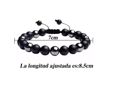 Foto 2 | 2 Pzs Brazalete Xtellar De Cuentas Obsidiana Y Pulsera Para Hombre Color Negro