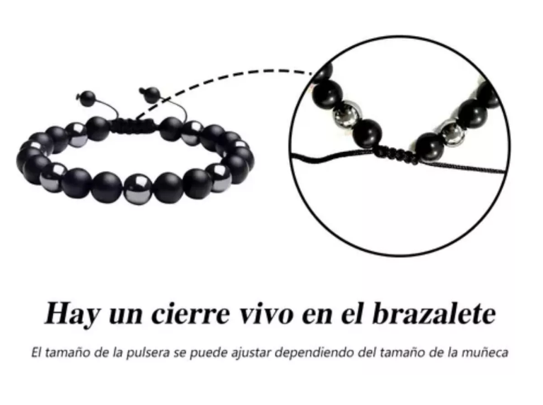 Foto 5 pulgar | 2 Pzs Brazalete Xtellar De Cuentas Obsidiana Y Pulsera Para Hombre Color Negro