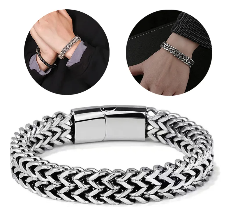 Foto 1 | Pulsera Cubana Xtellar De Acero Inoxidable Para Caballero Color Plata