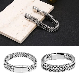 Foto 4 | Pulsera Cubana Xtellar De Acero Inoxidable Para Caballero Color Plata
