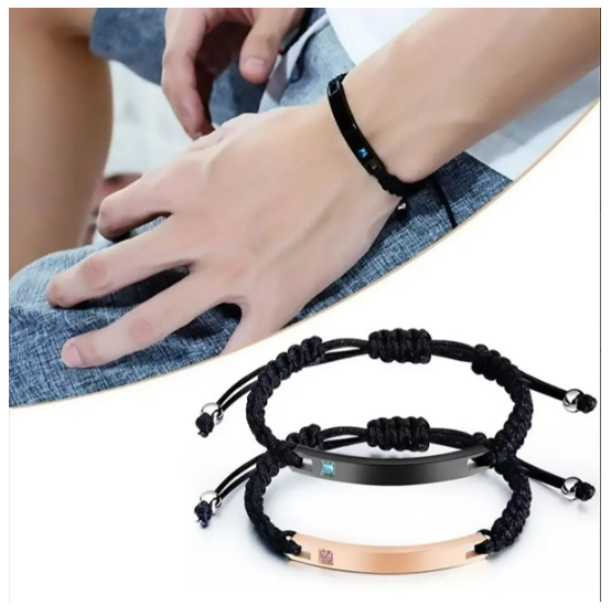 Foto 1 | 2 Pulseras Xtellar Trenzadas Acero Inoxidable Ajustables Parejas Color Negro/dorado Largo 17