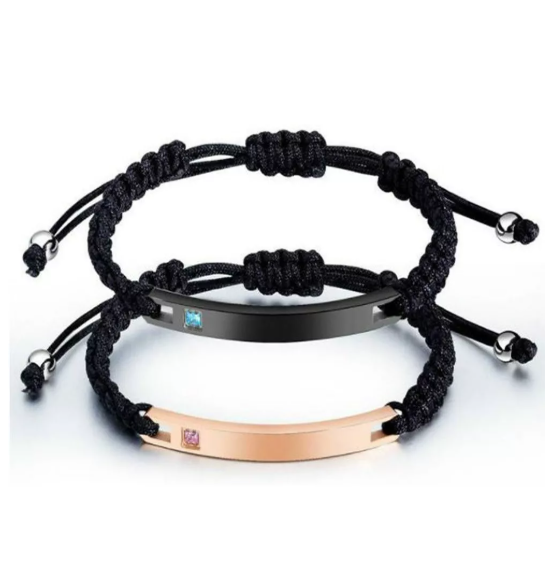 Foto 5 pulgar | 2 Pulseras Xtellar Trenzadas Acero Inoxidable Ajustables Parejas Color Negro/dorado Largo 17