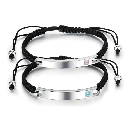 Foto 1 | 2 Pulseras Xtellar Trenzadas Acero Inoxidable Ajustables Parejas Color Plateado Largo 17 Cm