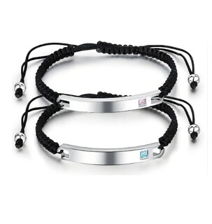 Foto 1 | 2 Pulseras Xtellar Trenzadas Acero Inoxidable Ajustables Parejas Color Plateado Largo 17 Cm