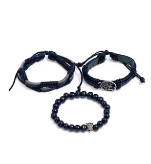 Foto 3 | Pulsera Xtellar Arbol De La Vida Piel Para Hombre Mujer Pareja 3 Pza Color Negro Diámetro 20