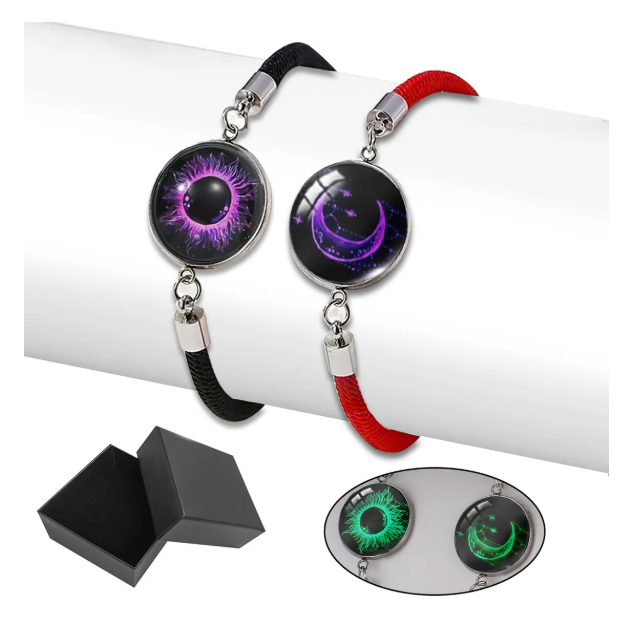 2pc Xtellar  Pulseras Para Parejas De Sol Y Luna Brilla Oscuridad