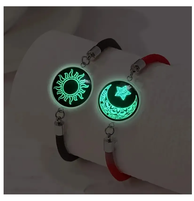 Foto 2 | 2pc Xtellar  Pulseras Para Parejas De Sol Y Luna Brilla Oscuridad