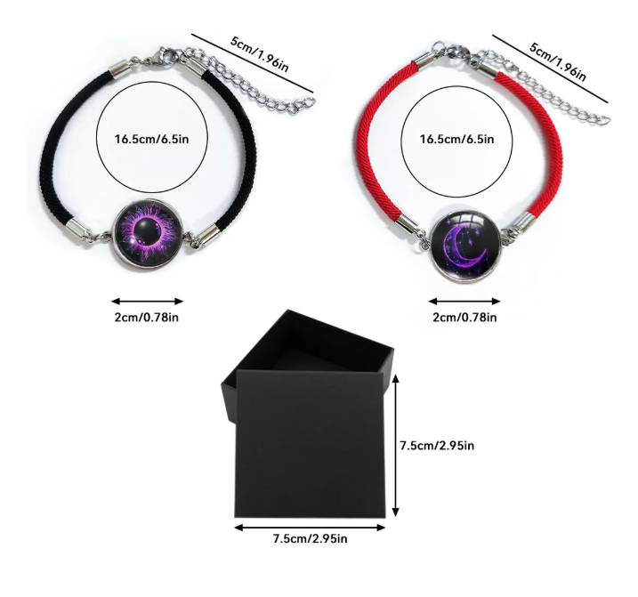 Foto 3 | 2pc Xtellar  Pulseras Para Parejas De Sol Y Luna Brilla Oscuridad