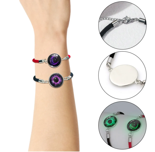 Foto 6 pulgar | 2pc Xtellar  Pulseras Para Parejas De Sol Y Luna Brilla Oscuridad