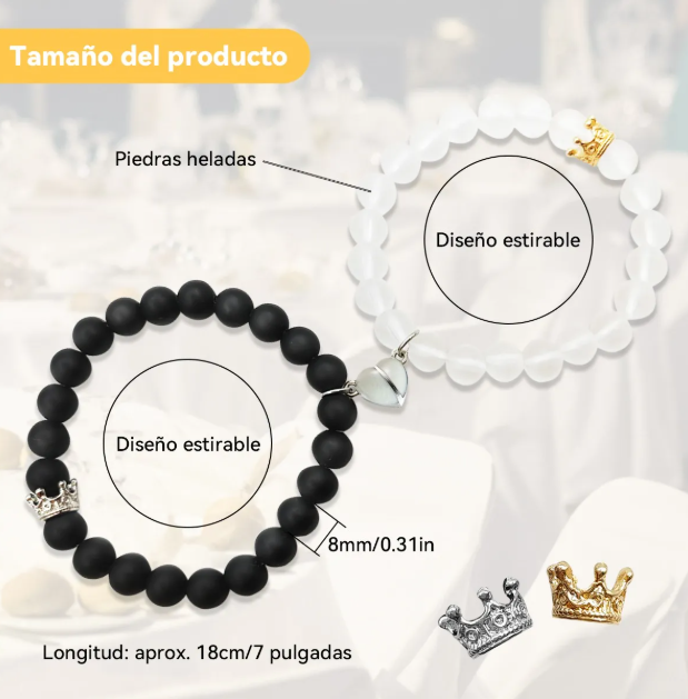 Foto 4 pulgar | 2pc Xtellar Pulseras Para Parejas Imán Brilla Oscuridad, Amor Eterno