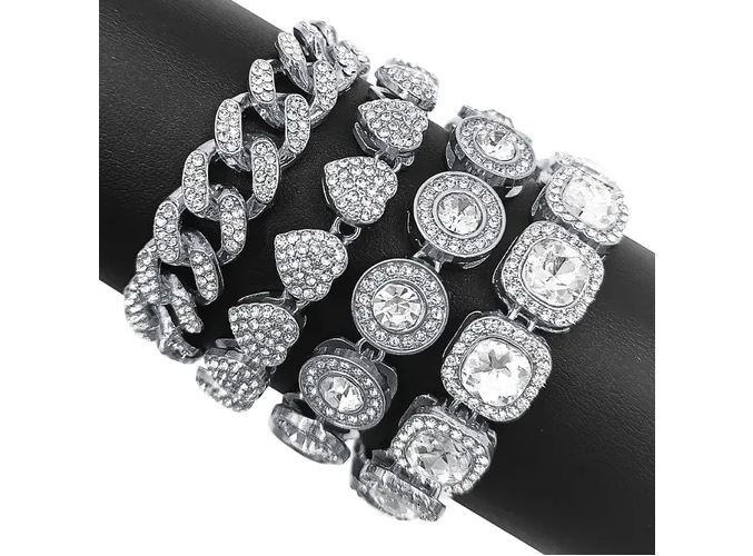 Foto 2 pulgar | 4pzs Xtellar Pulsera De Cadena Cubana Hip Hop Para Hombre Y Mujer