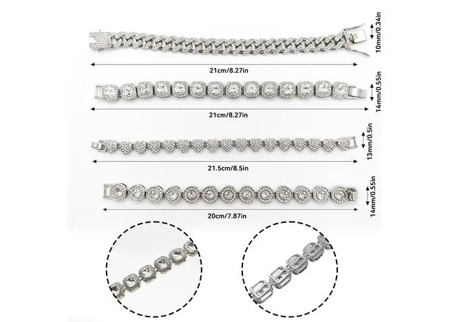 Foto 3 pulgar | 4pzs Xtellar Pulsera De Cadena Cubana Hip Hop Para Hombre Y Mujer