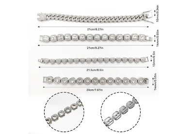 Foto 2 | 4pzs Xtellar Pulsera De Cadena Cubana Hip Hop Para Hombre Y Mujer