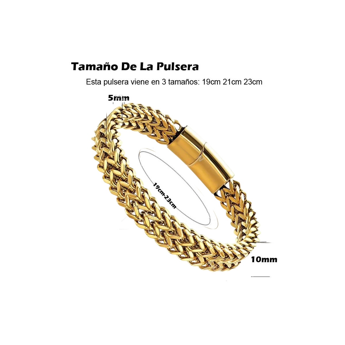 Foto 4 pulgar | Esclava  Lab.g Oro Dos 23 Cm Filas De Acero Magnética Hebilla Para Hombre