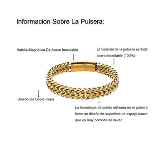 Foto 2 | Esclava Lab.g Oro Dos 19 Cm Filas De Acero Magnética Hebilla Para Hombre