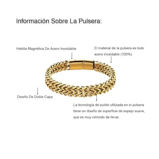 Foto 2 | Esclava Lab.g Oro Dos 21 Cm Filas De Acero Magnética Hebilla Para Hombre