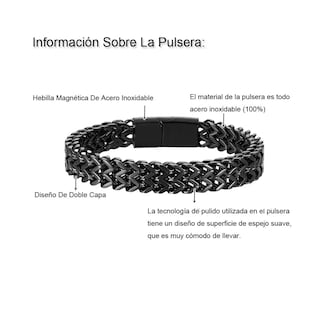 Foto 2 | Esclava Lab.g Negro 21 Cm Para Hombre Dos Filas Acero Hebilla Magnética