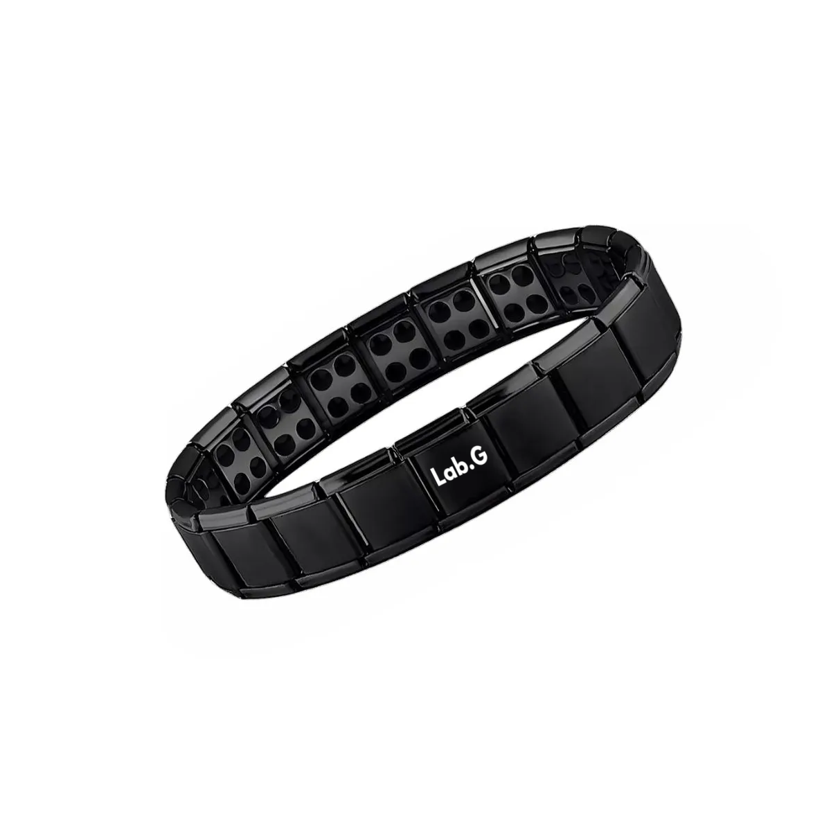 Foto 2 pulgar | Pulsera Brazalete Acero Titanio Imanes Para Hombre Lab.g Negro