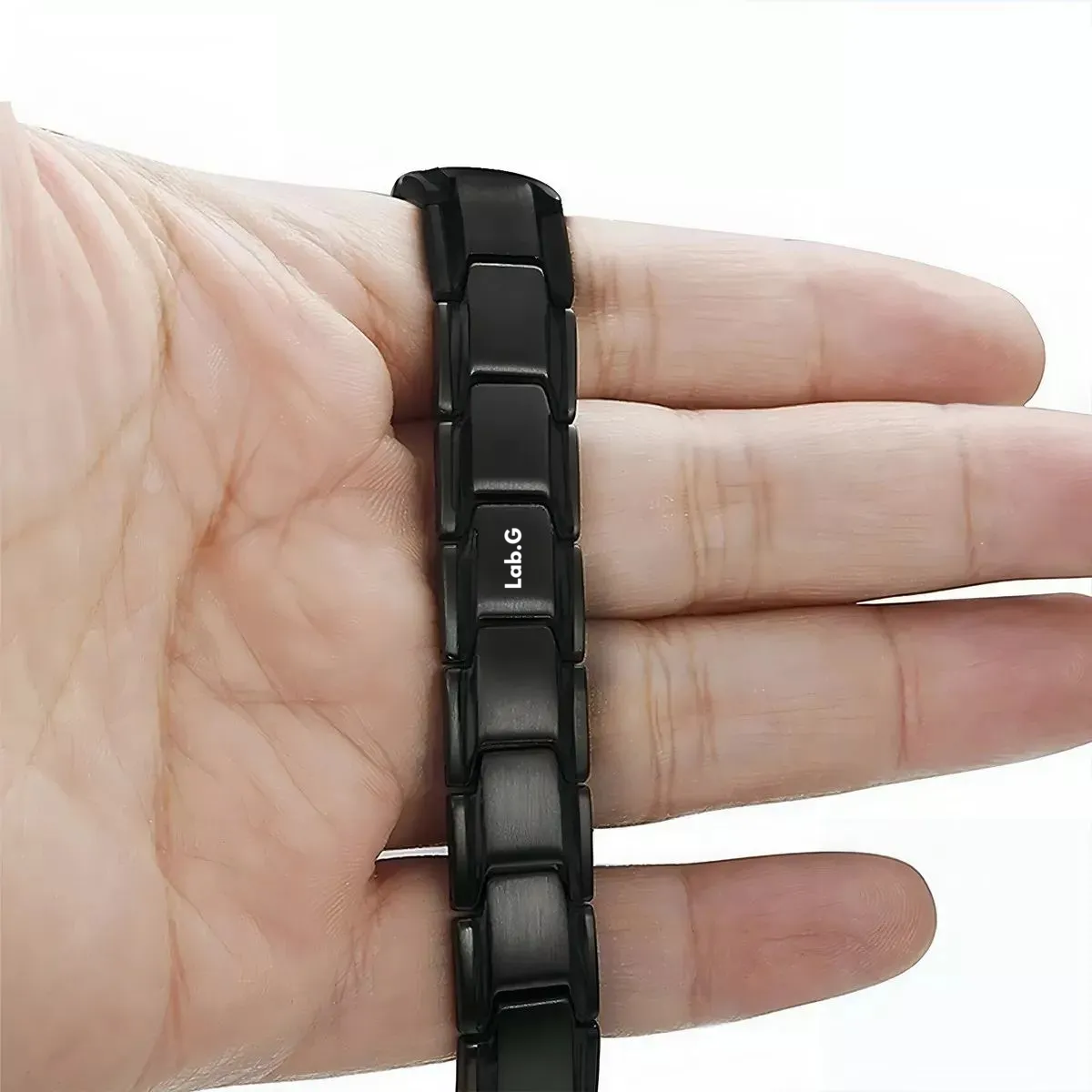 Foto 3 pulgar | Pulsera Brazalete Acero Titanio Imanes Para Hombre Lab.g Negro